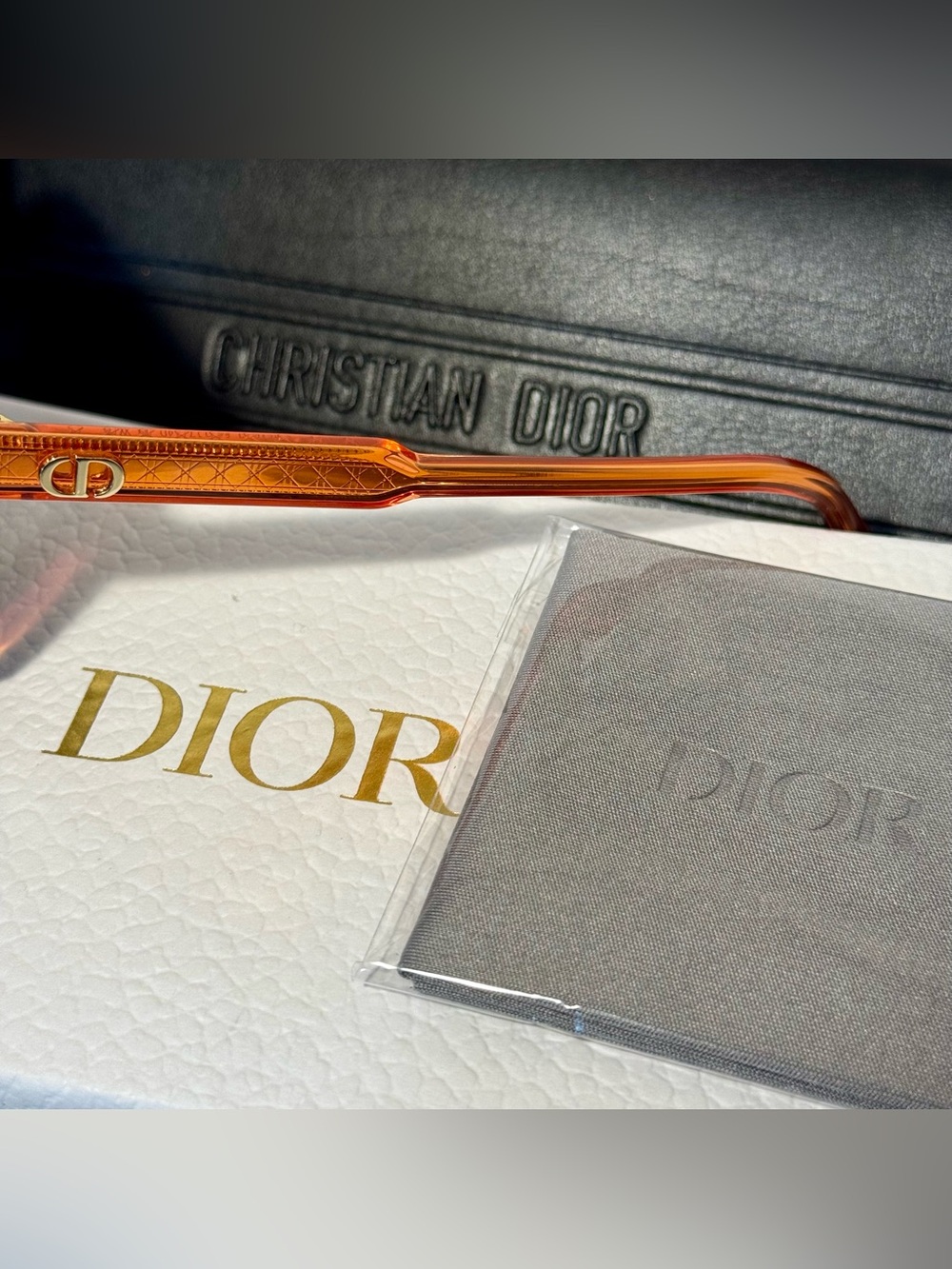 DIOR Champagne/Gold-tone, Oversized Square Sunglasses | Pristine - Picture 5 of 9